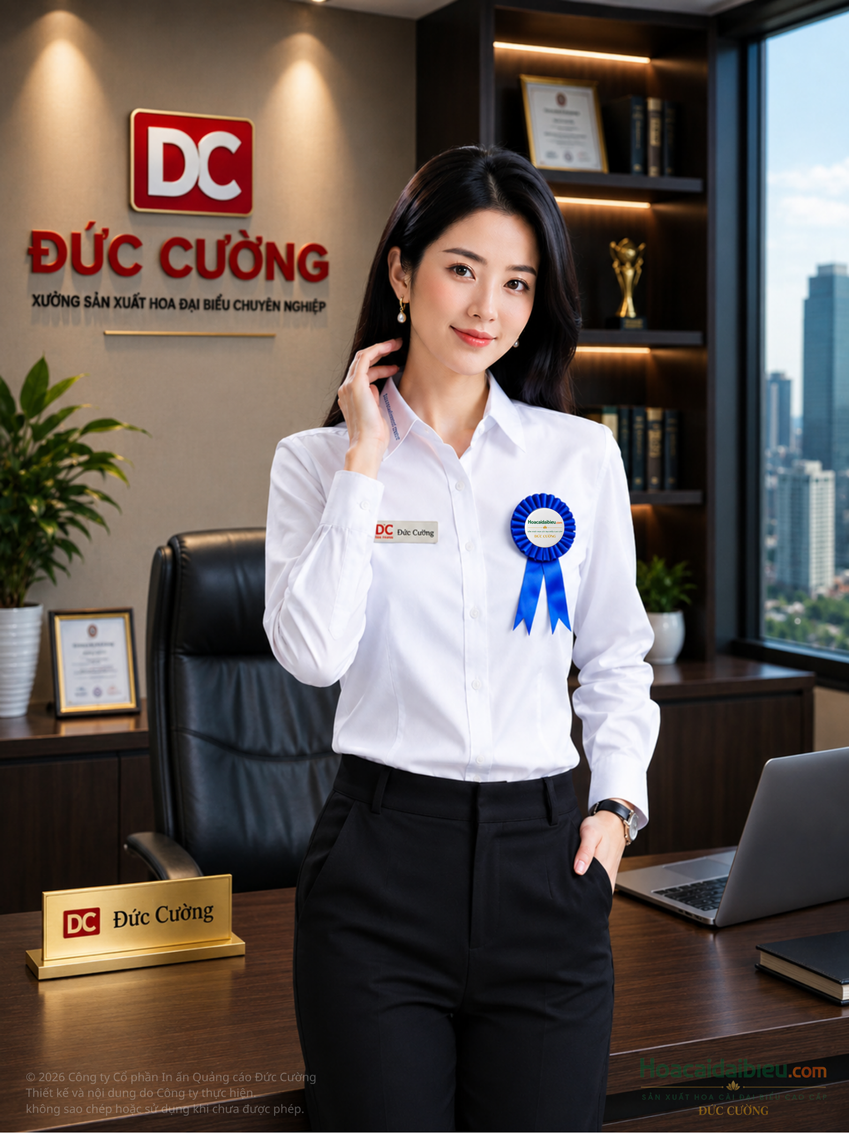 Hoa cài áo đại biểu Đức Cường