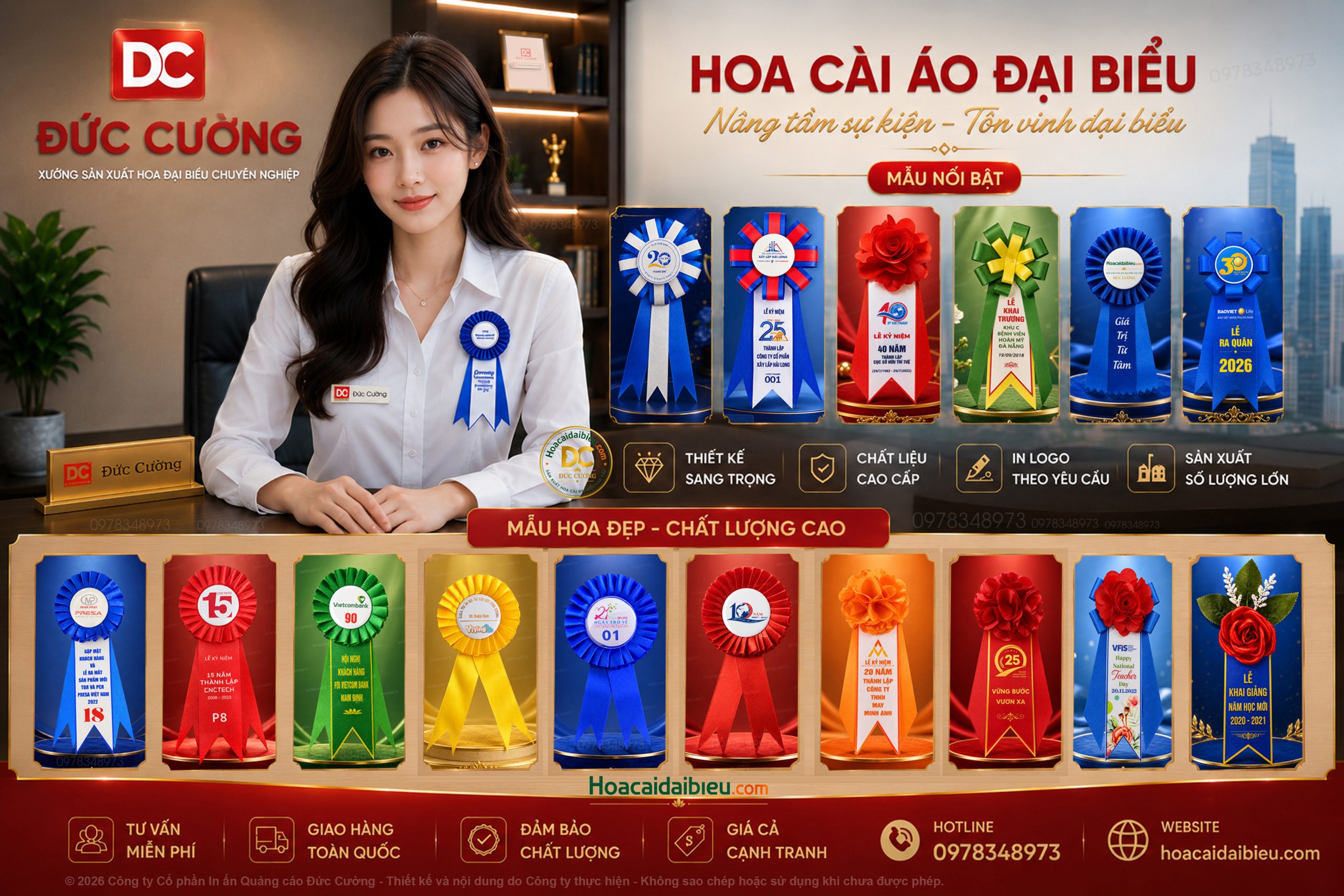 Hoa cài áo đại biểu Đức Cường